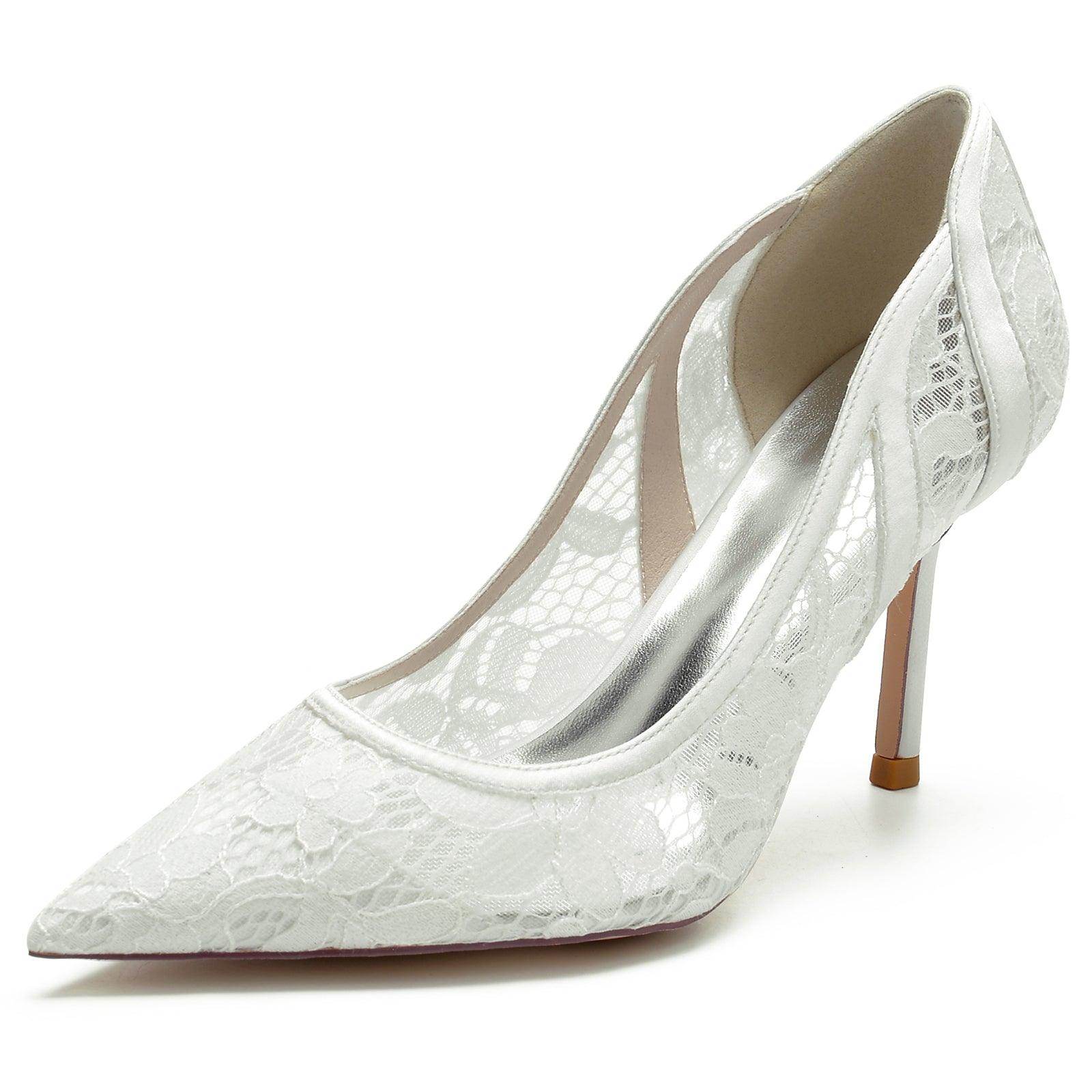 Stiletto Heel 8.5cm Silk-Like Lace Shoes CK0139 - COCOMELODY
